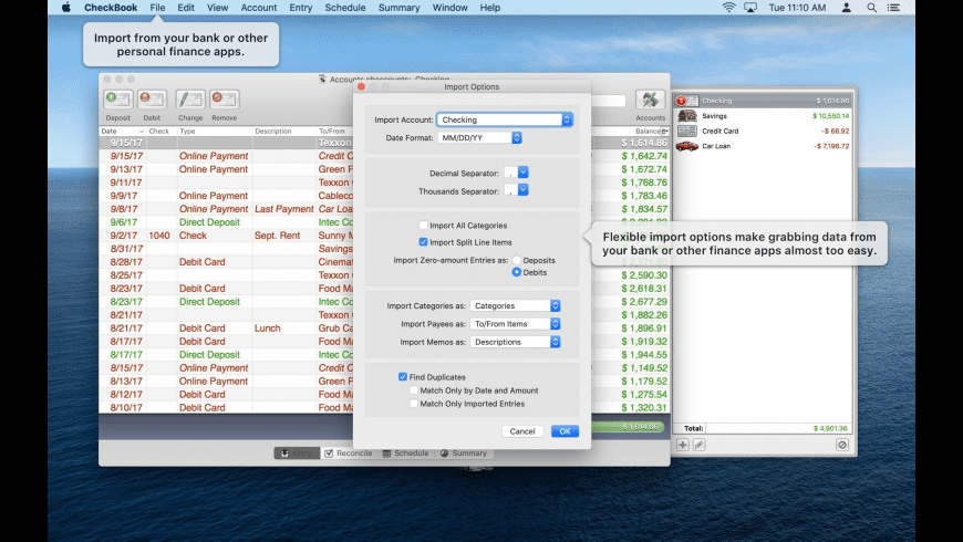 how to balance a checkbook using quicken for mac